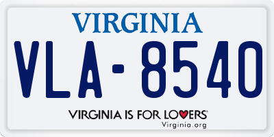 VA license plate VLA8540