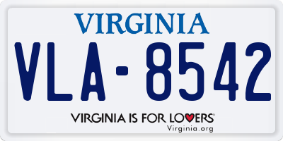 VA license plate VLA8542