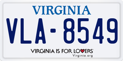 VA license plate VLA8549