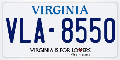 VA license plate VLA8550