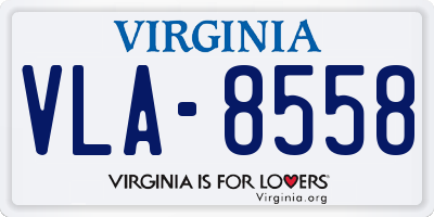 VA license plate VLA8558