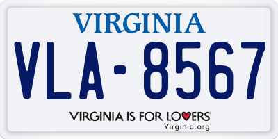 VA license plate VLA8567