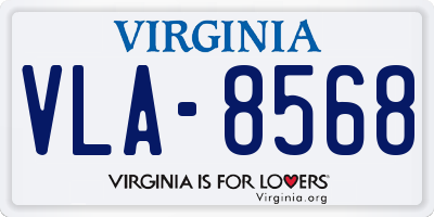 VA license plate VLA8568