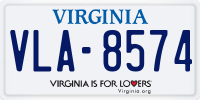 VA license plate VLA8574