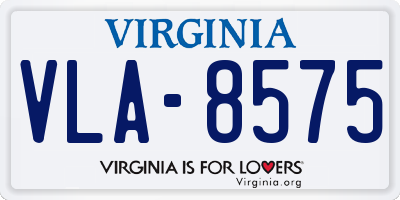 VA license plate VLA8575