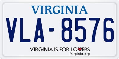 VA license plate VLA8576
