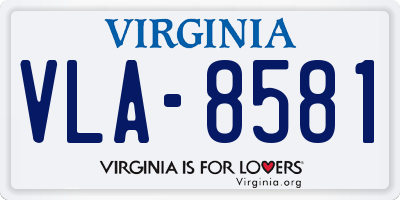 VA license plate VLA8581