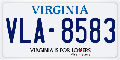 VA license plate VLA8583