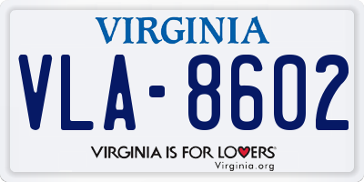 VA license plate VLA8602