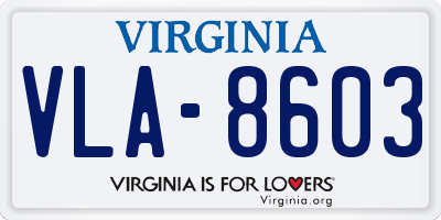 VA license plate VLA8603