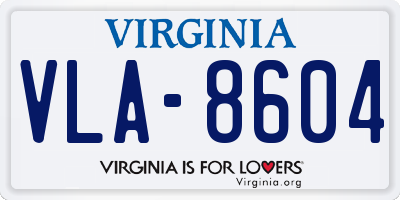 VA license plate VLA8604