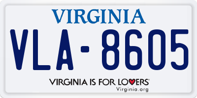 VA license plate VLA8605