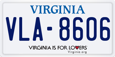 VA license plate VLA8606