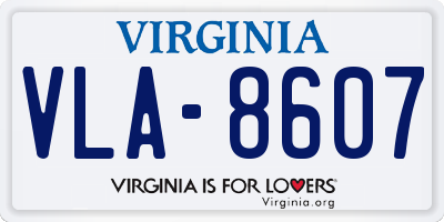VA license plate VLA8607