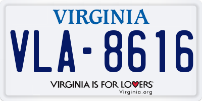 VA license plate VLA8616