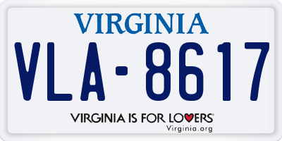 VA license plate VLA8617