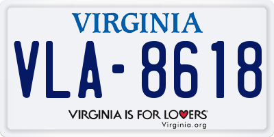 VA license plate VLA8618