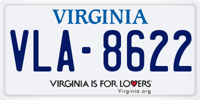VA license plate VLA8622