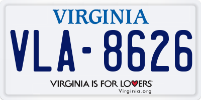 VA license plate VLA8626
