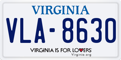 VA license plate VLA8630