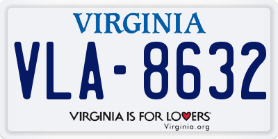 VA license plate VLA8632