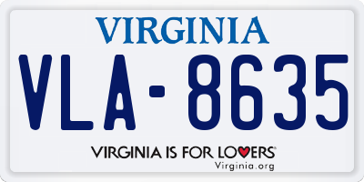 VA license plate VLA8635