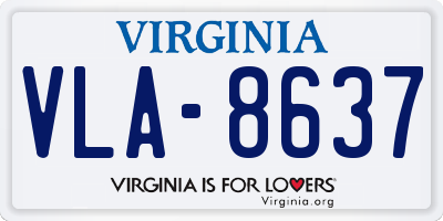 VA license plate VLA8637