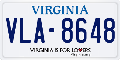 VA license plate VLA8648