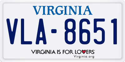 VA license plate VLA8651