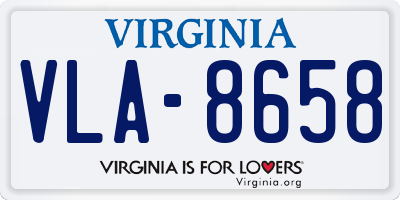 VA license plate VLA8658