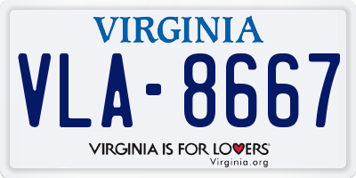 VA license plate VLA8667