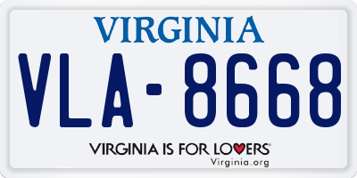 VA license plate VLA8668