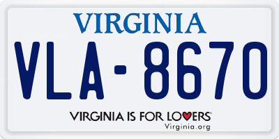 VA license plate VLA8670