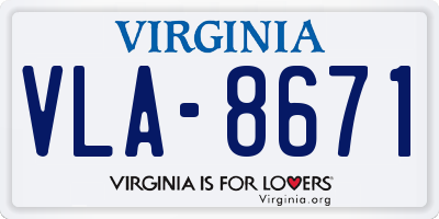 VA license plate VLA8671