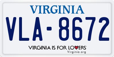 VA license plate VLA8672