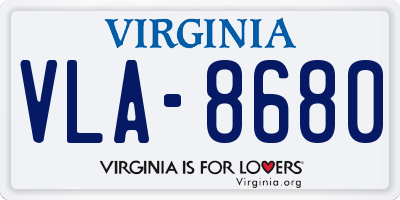VA license plate VLA8680