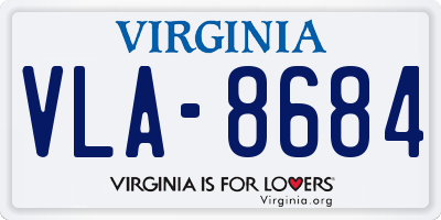 VA license plate VLA8684