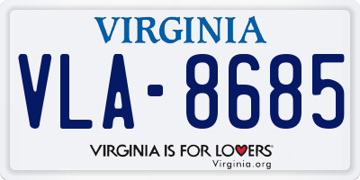 VA license plate VLA8685
