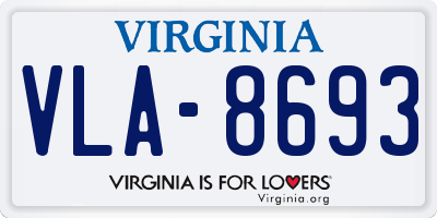 VA license plate VLA8693