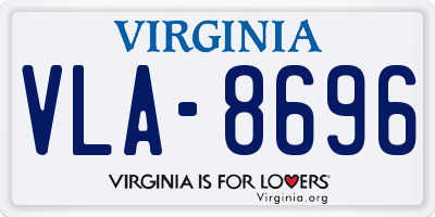 VA license plate VLA8696