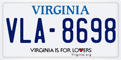 VA license plate VLA8698