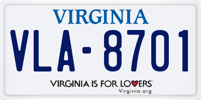 VA license plate VLA8701