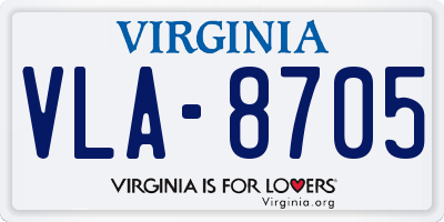 VA license plate VLA8705