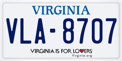 VA license plate VLA8707