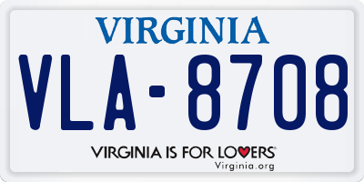 VA license plate VLA8708