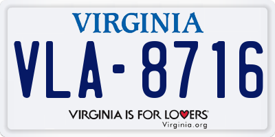 VA license plate VLA8716
