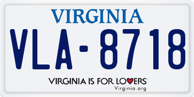 VA license plate VLA8718
