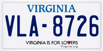 VA license plate VLA8726