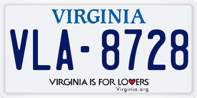 VA license plate VLA8728