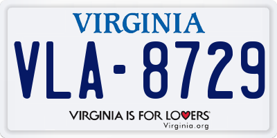 VA license plate VLA8729